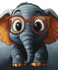 Cartoon Elephant Glasses Diamond Painting