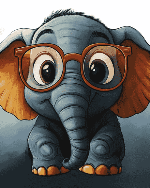 Cartoon Elephant Glasses Diamond Painting