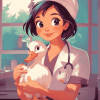 Cartoon Nurse with Duck Diamond Painting