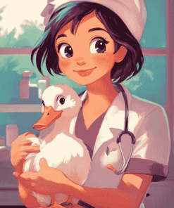 Cartoon Nurse with Duck Diamond Painting