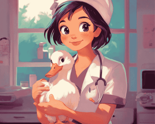 Cartoon Nurse with Duck Diamond Painting