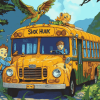 Cartoon School Bus Journey Diamond Painting