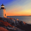 Castle Hill Lighthouse Seaside Scene Diamond Painting