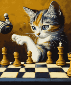 Cat Chess Masterpiece Diamond Painting