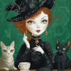 Cat Lady Animation Diamond Painting