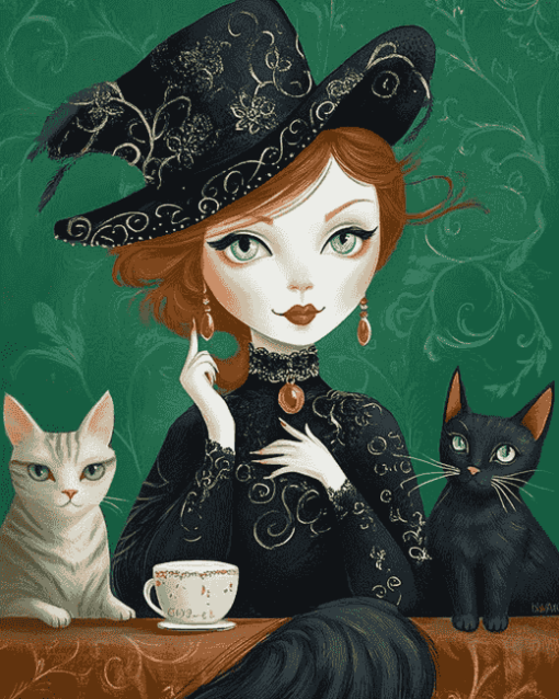 Cat Lady Animation Diamond Painting