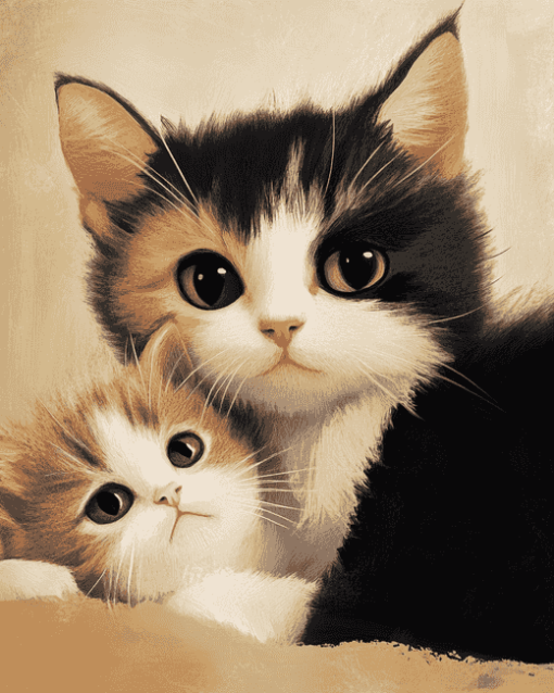 Cat and Kitten Love Diamond Painting