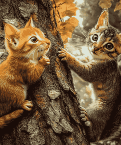 Cat and Squirrel Diamond Painting