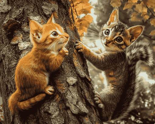 Cat and Squirrel Diamond Painting