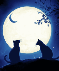 Cats Under Moonlight Diamond Painting