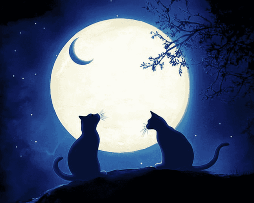 Cats Under Moonlight Diamond Painting