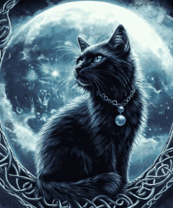 Celtic Black Cat Moon Diamond Painting