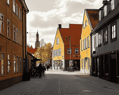 Central Lund Street View Diamond Painting