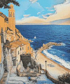 Cervo Liguria Coastline Diamond Painting