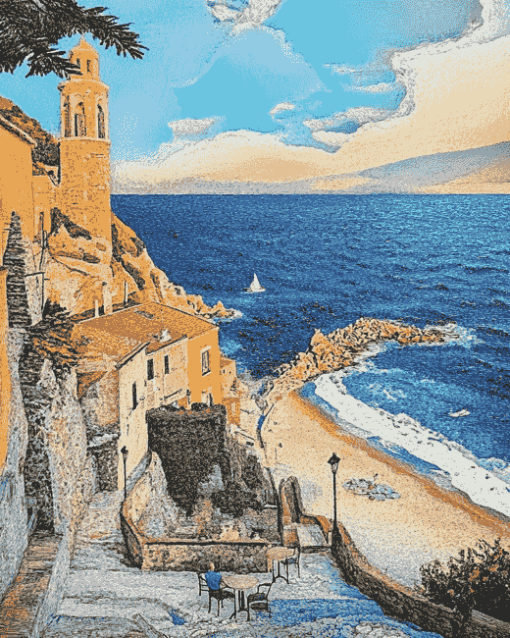 Cervo Liguria Coastline Diamond Painting