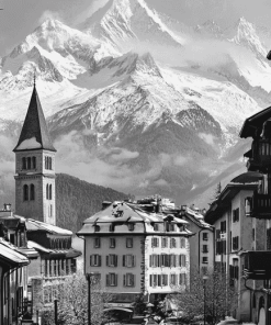 Chamonix Monochrome Towns Diamond Painting