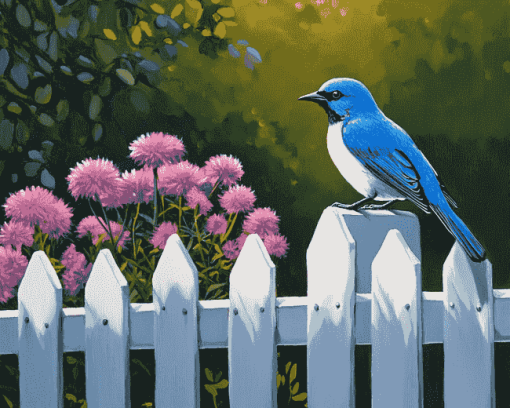 Charming Blue Bird Fowls Diamond Painting