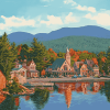 Charming Lake Placid Buildings Diamond Painting