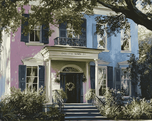 Charming Savannah Houses Diamond Painting