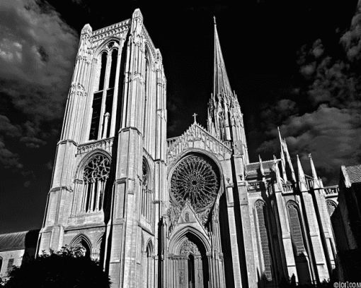 Chartres Cathedral Black And White Diamond Painting