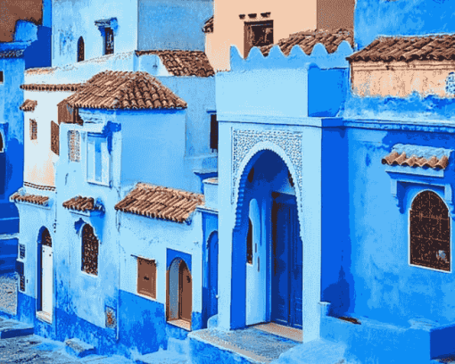 Chefchaouen Blue Homes Diamond Painting