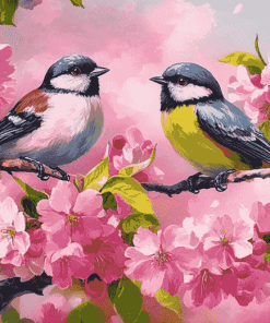 Cherry Blossom with Birds Diamond Painting