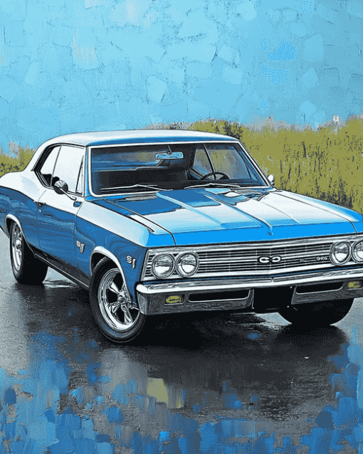 Chevrolet 67 Chevelle Blue Car Diamond Painting