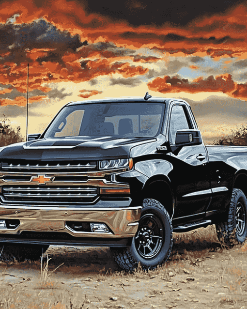 Chevy Truck with Powerful Engine Diamond Painting