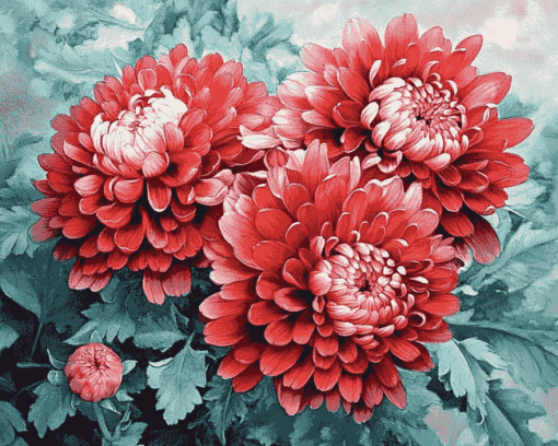 Chinese Chrysanthemums Blossoms Diamond Painting