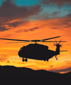 Chinook Aircraft Sunset Diamond Painting