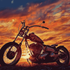 Chopper Bike Sunset Diamond Painting