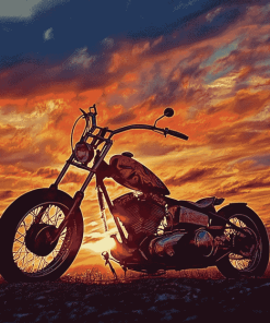 Chopper Bike Sunset Diamond Painting