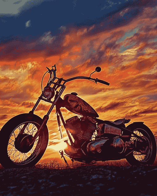 Chopper Bike Sunset Diamond Painting