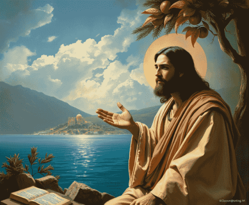 Christ at Lake Tiberias Vintage Diamond Painting