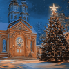 Christmas Church Cathedral Diamond Painting