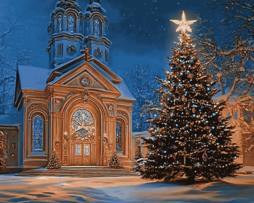 Christmas Church Cathedral Diamond Painting