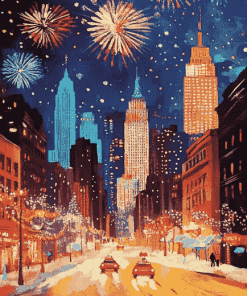 Christmas City Fireworks Diamond Painting