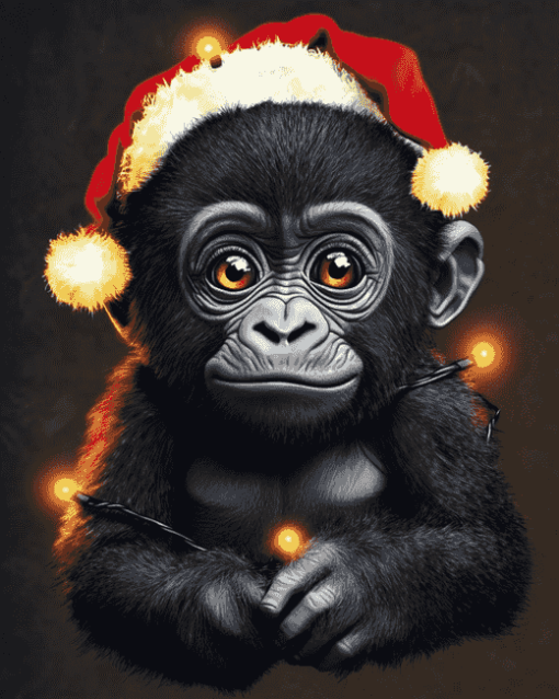 Christmas Gorilla Animation Diamond Painting