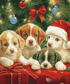 Christmas Kittens and Puppies Diamond Painting