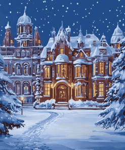 Christmas Night with Snowy Homes Diamond Painting