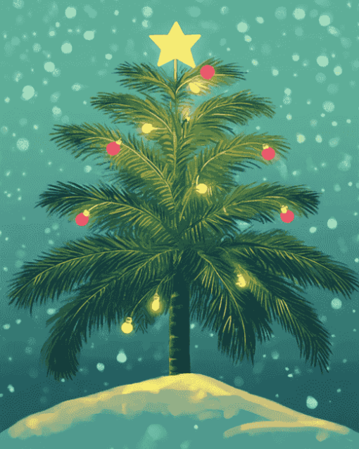 Christmas Palm Tree Art Diamond Painting