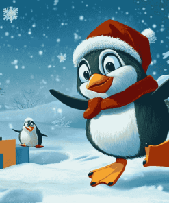 Christmas Penguin Animation Diamond Painting