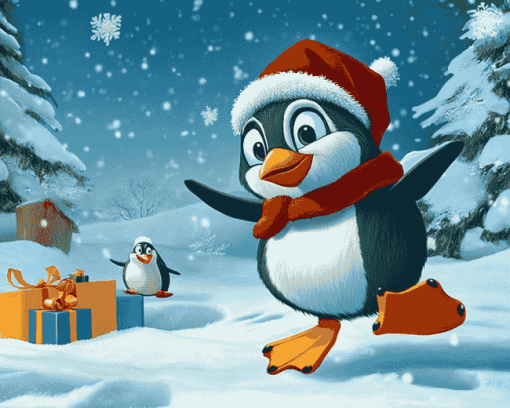 Christmas Penguin Animation Diamond Painting