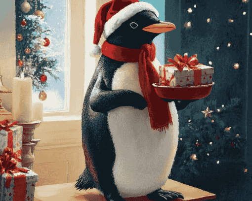 Christmas Penguin Birds Diamond Painting