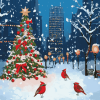 Christmas Robin Winter Scene Diamond Painting