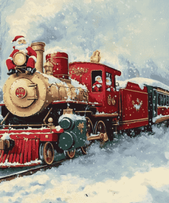 Christmas Santa Claus Train Diamond Painting