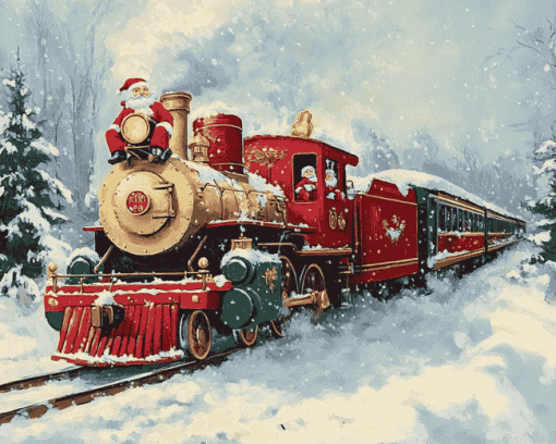 Christmas Santa Claus Train Diamond Painting