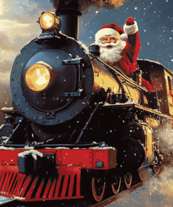 Christmas Santa Train Diamond Painting