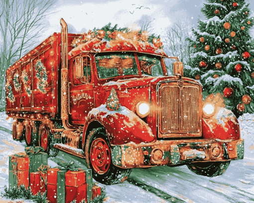 Christmas Vintage Truck Diamond Painting