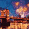 Cincinnati Roebling Fireworks View Diamond Painting